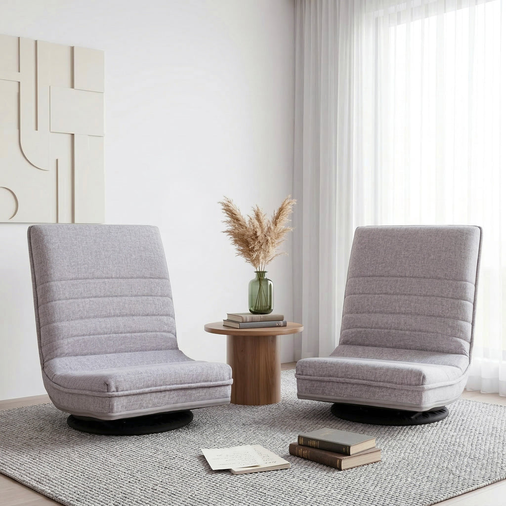 Artiss 2 Swivel Floor Chair 360 Adjustable Foldable Lounge Seat Floor Sofa Chair Grey