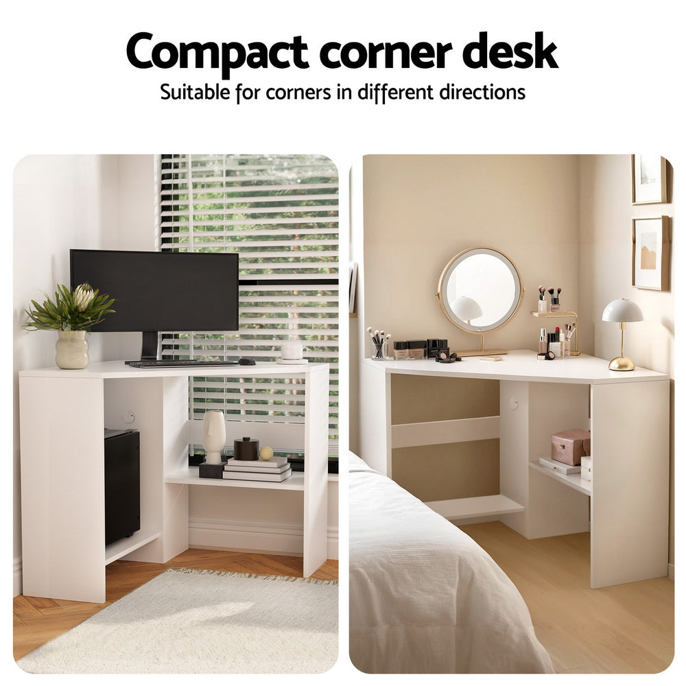 Artiss Corner Computer Desk Shelves CPU Stand L-shape Home Office Workstation Desks