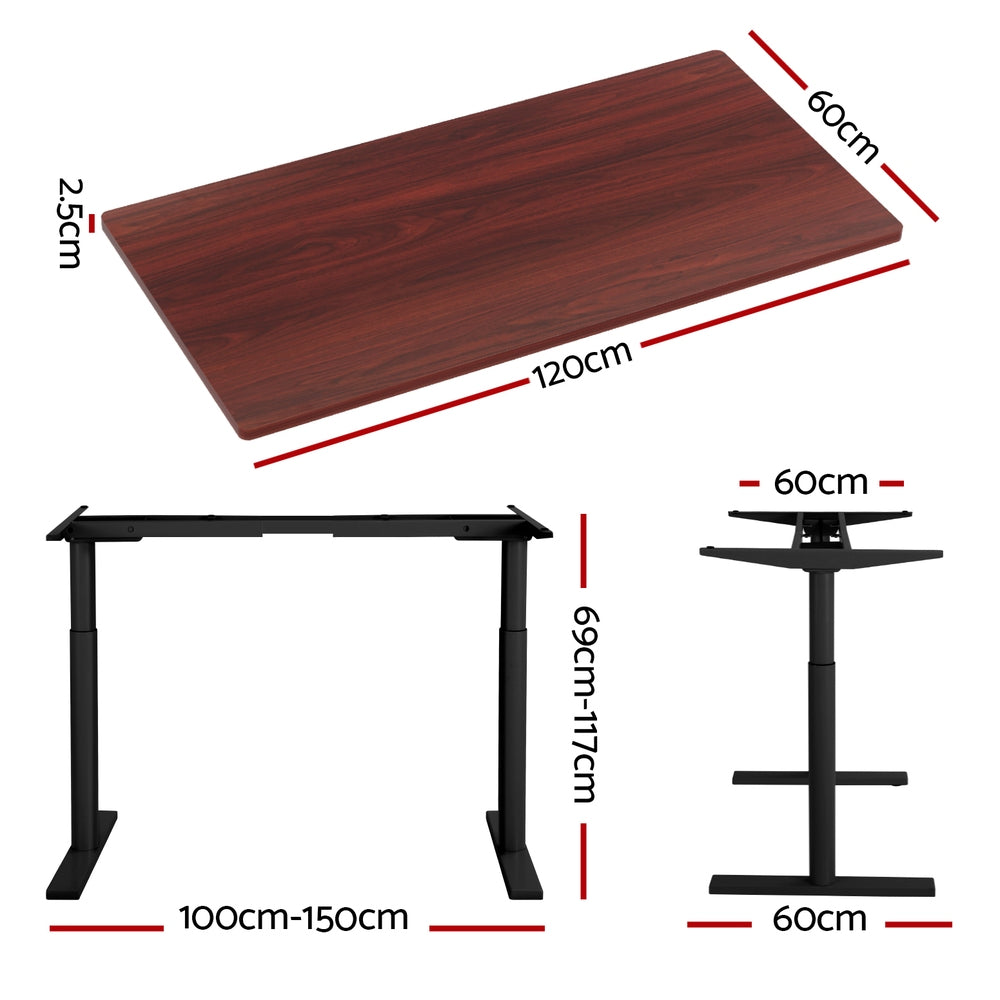 Artiss Standing Desk Motorised Electric Dual Motor 120CM Walnut