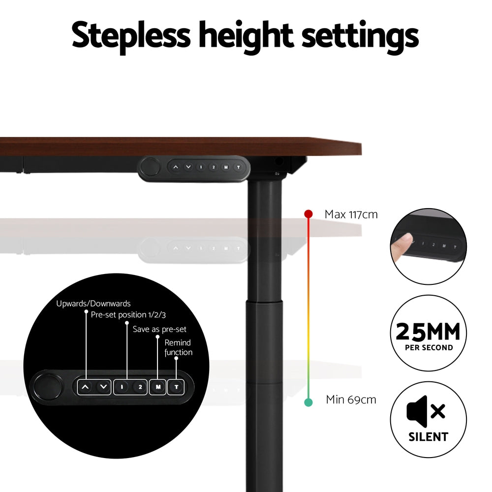 Artiss Standing Desk Motorised Electric Dual Motor 120CM Walnut