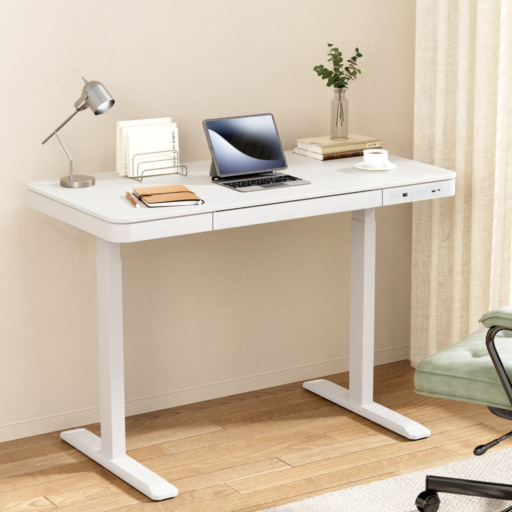 Artiss Standing Desk Motorised Electric Desks Drawer 120CM White