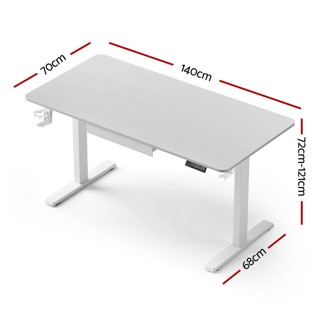 Artiss Electric Standing Desk 140cm Adjustable Height Motorised with Desk Drawer