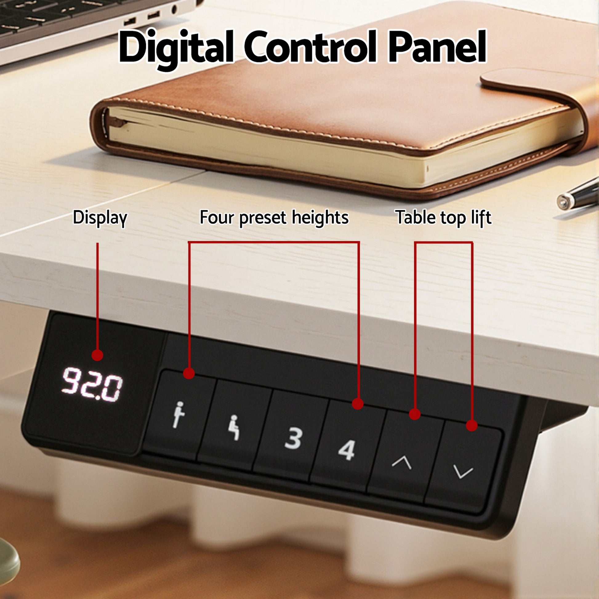 Artiss Electric Standing Desk 140cm Adjustable Height Motorised with Desk Drawer