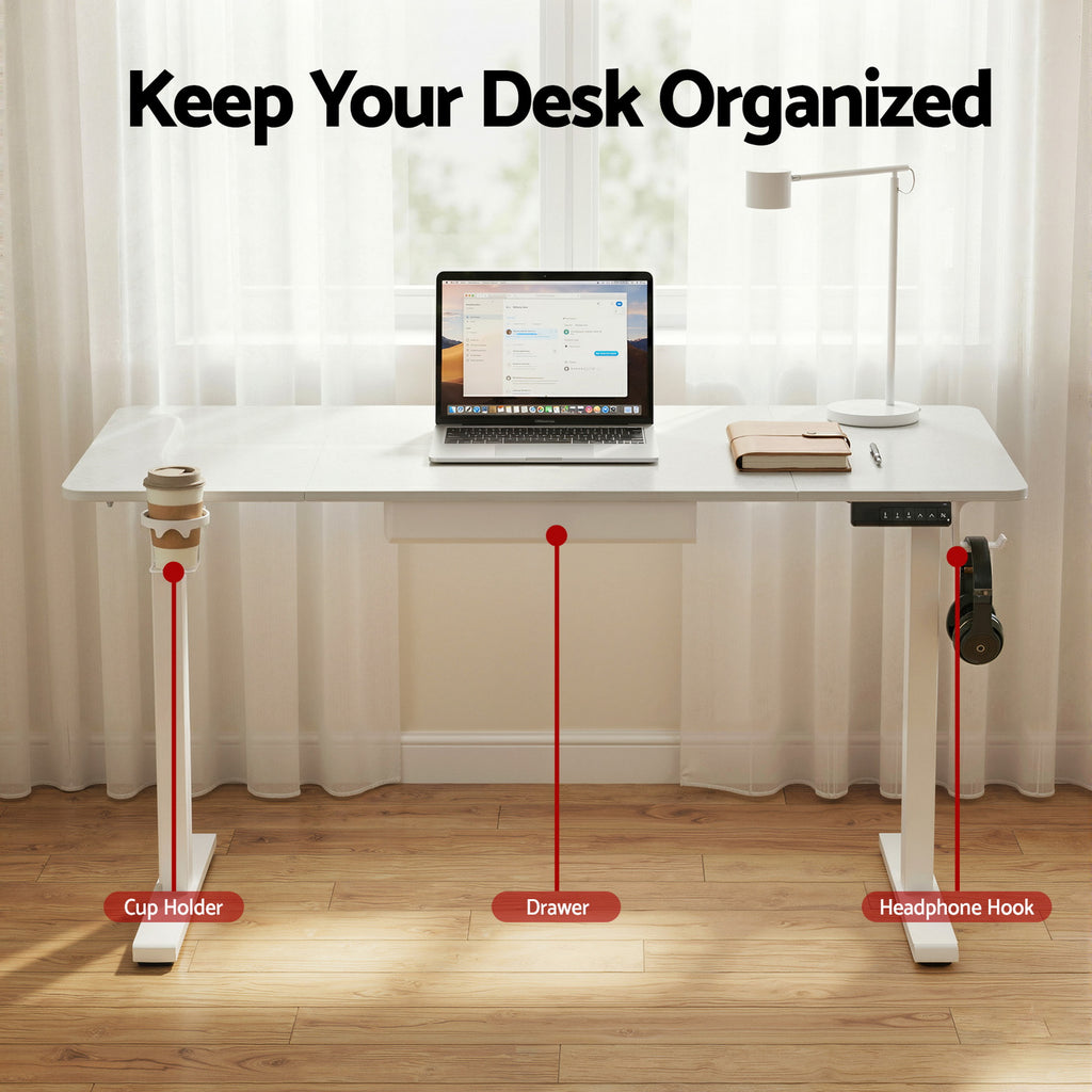 Artiss Electric Standing Desk 140cm Adjustable Height Motorised with Desk Drawer