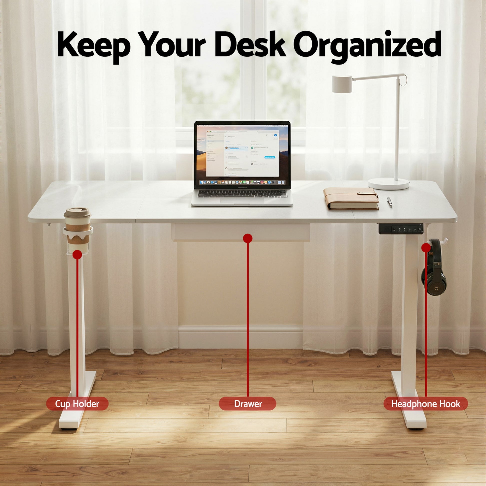 Artiss Electric Standing Desk 140cm Adjustable Height Motorised with Desk Drawer