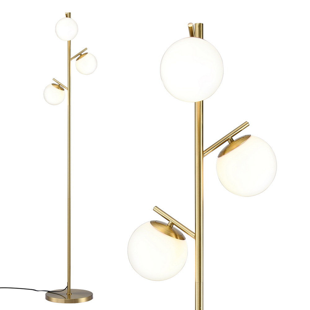 Artiss 3-Light Tree Floor Lamp 165cm Tall Standing Light with Sphere Glass Shades for Modern Homes