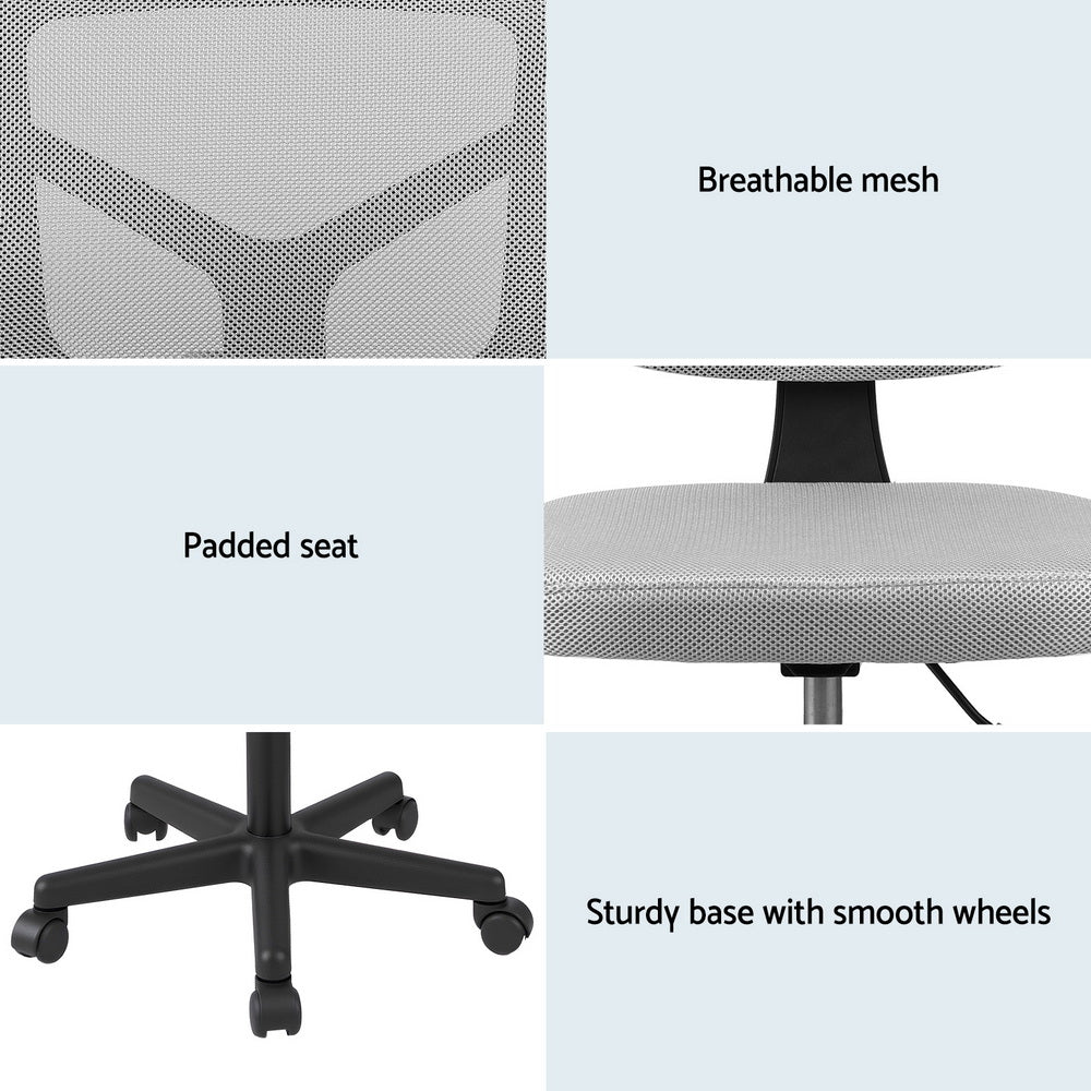 Artiss Armless Ergonomic Office Chair Grey