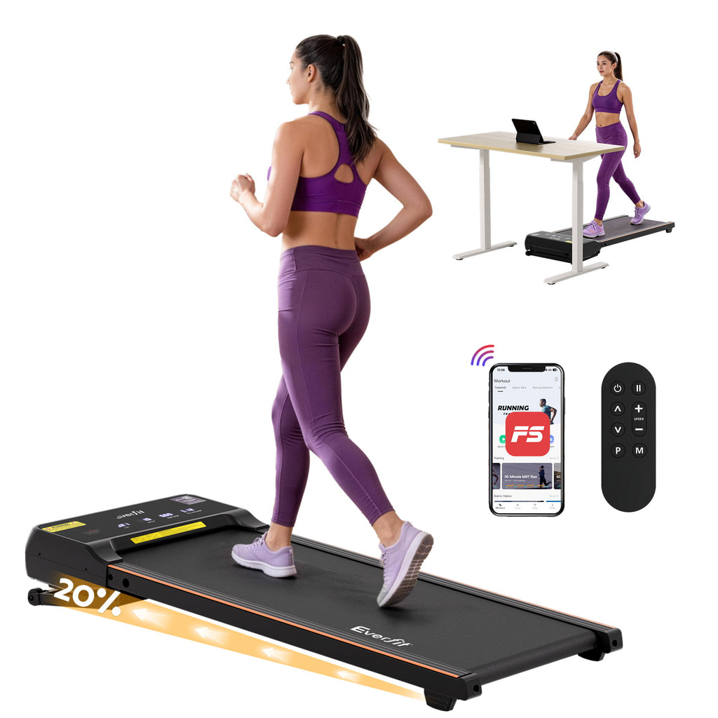 Everfit Under Desk 3 in 1 Walking Pad Treadmill 20% Auto Incline With 40cm Wide Belt