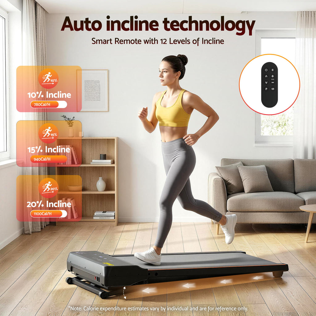 Everfit Under Desk 3 in 1 Walking Pad Treadmill 20% Auto Incline With 40cm Wide Belt