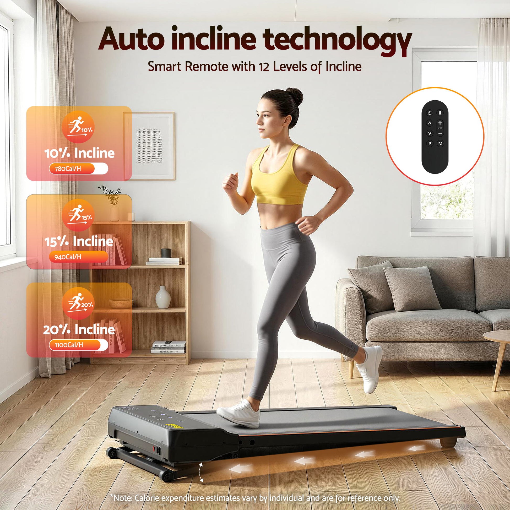 Everfit Under Desk 3 in 1 Walking Pad Treadmill 20% Auto Incline With 40cm Wide Belt
