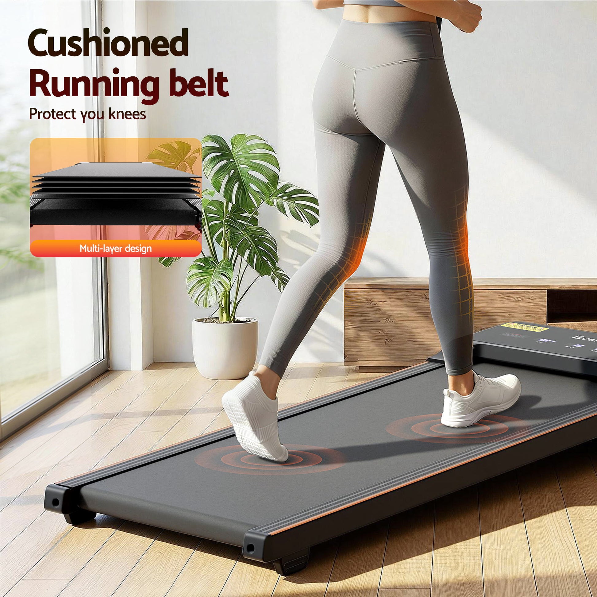 Everfit Under Desk 3 in 1 Walking Pad Treadmill 20% Auto Incline With 40cm Wide Belt