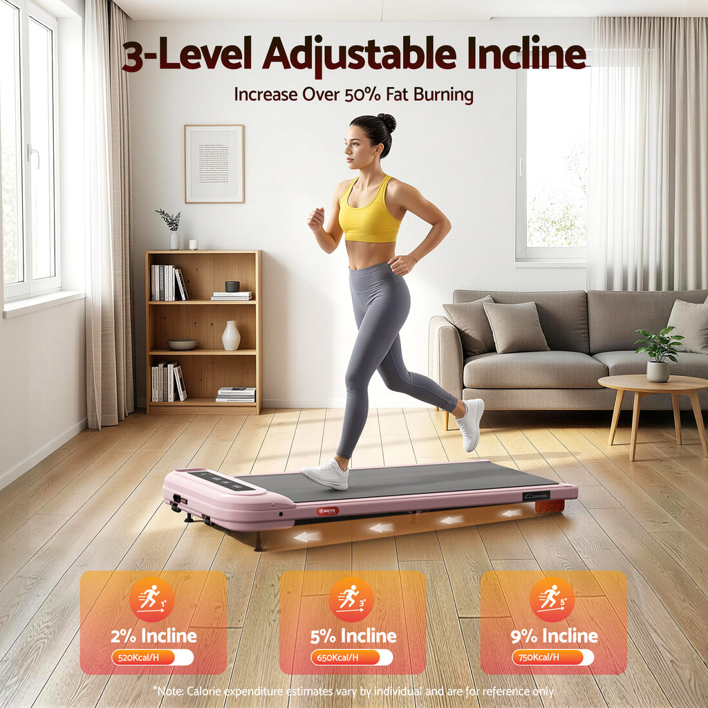 Everfit Under Desk Electric Walking Pad with Incline - Pink