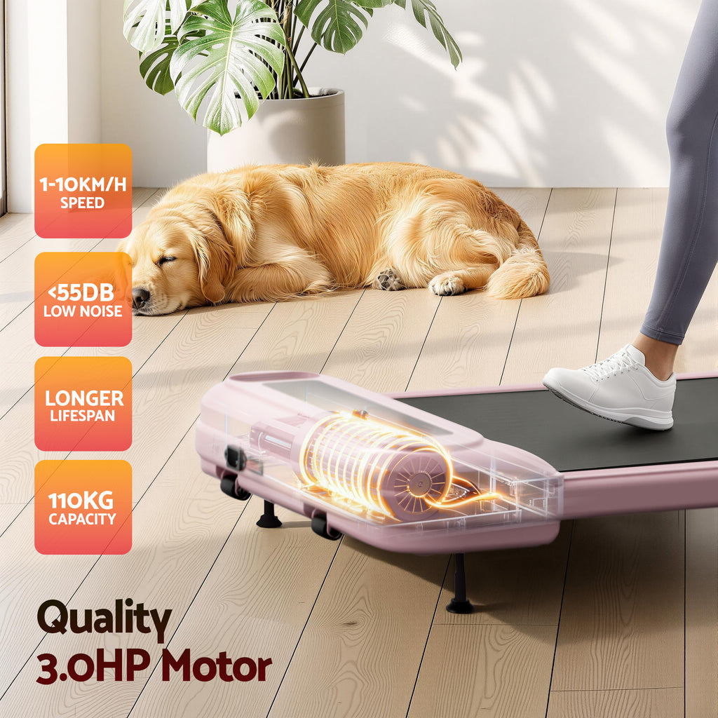 Everfit Under Desk Electric Walking Pad with Incline - Pink
