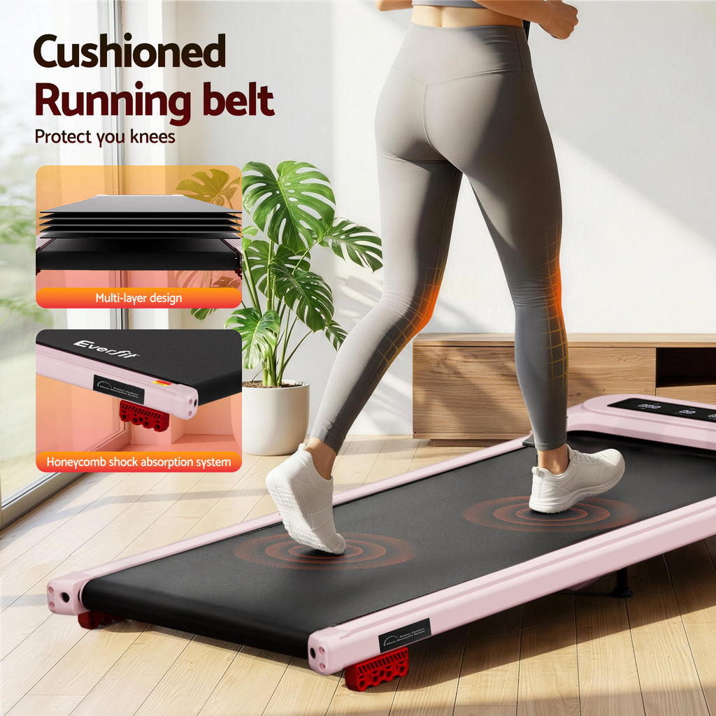 Everfit Under Desk Electric Walking Pad with Incline - Pink
