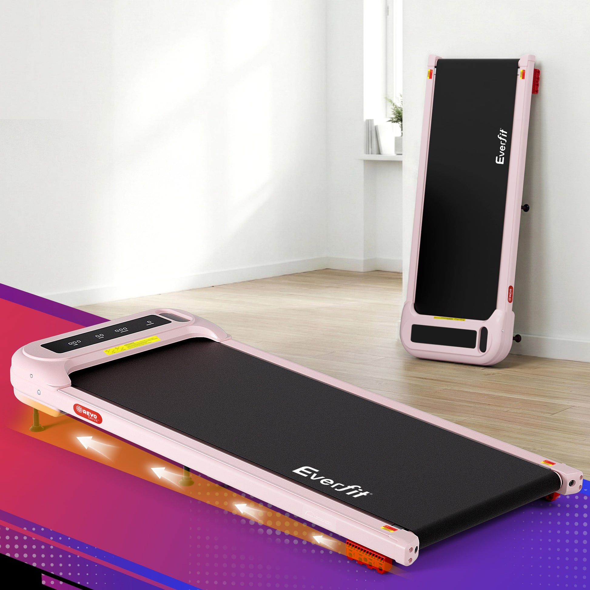 Everfit Under Desk Electric Walking Pad with Incline - Pink