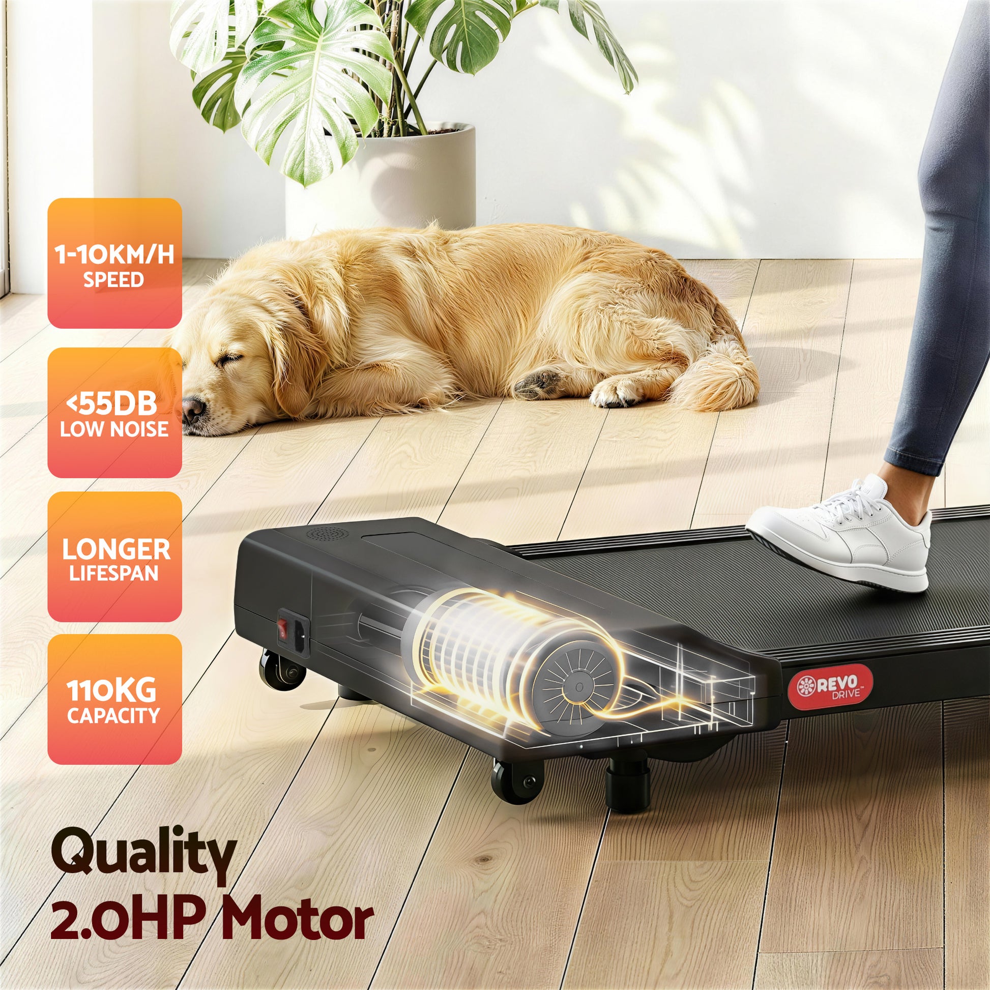 Everfit Under Desk Electric Walking Pad 400mm Black