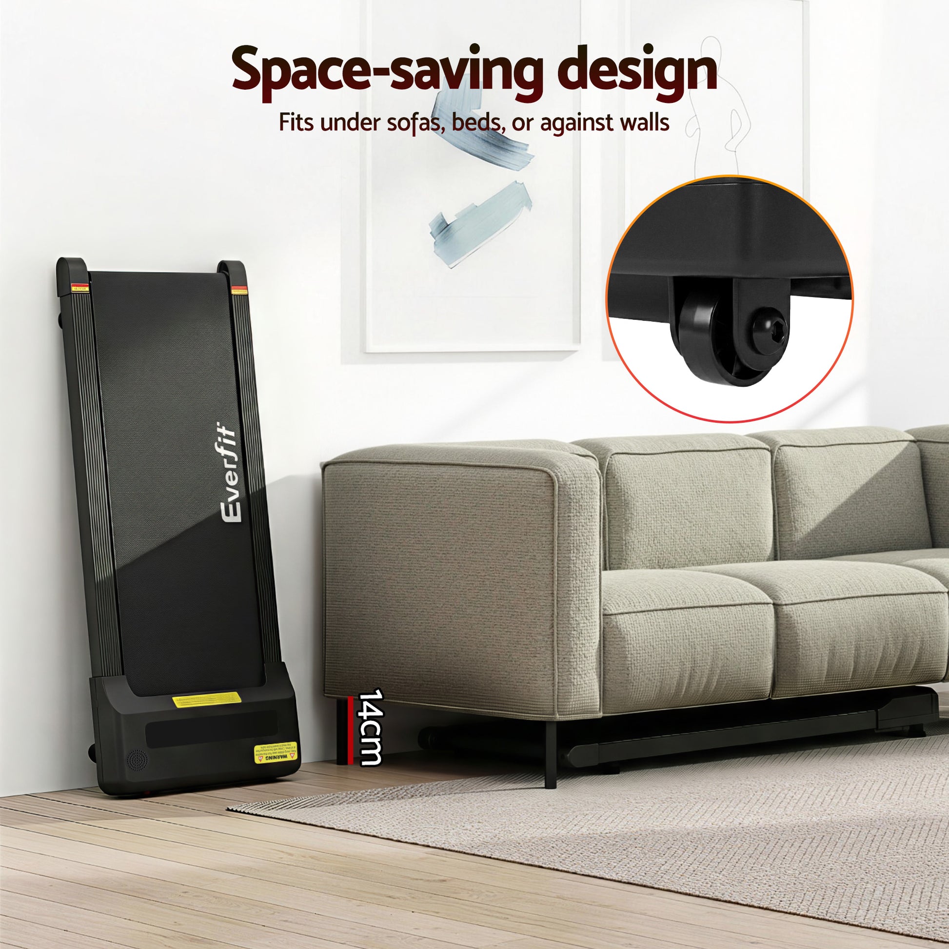 Everfit Under Desk Electric Walking Pad 400mm Black