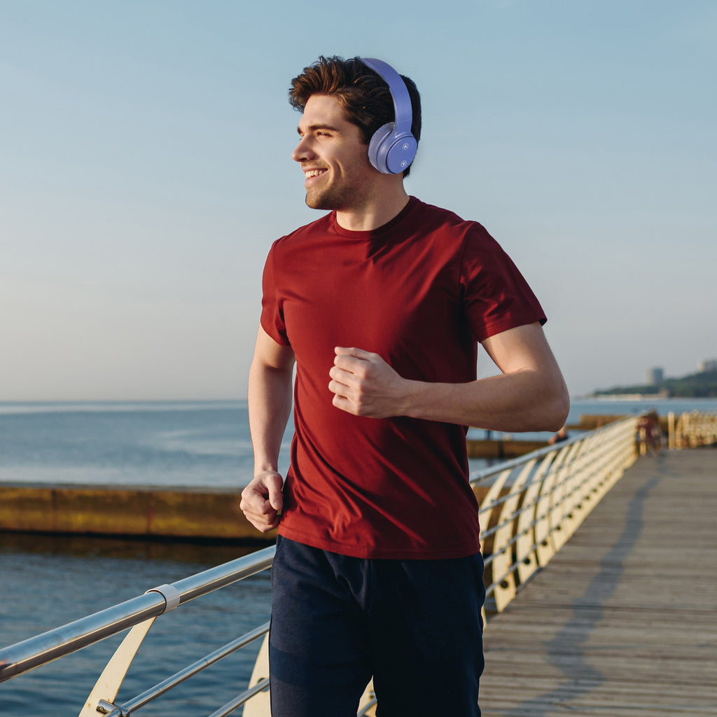 Laser Foldable Bluetooth Headphones with Mic - Navy Blue