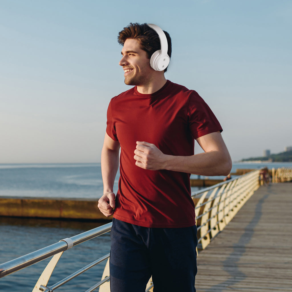 Laser Foldable Bluetooth Headphones with Mic Bright White