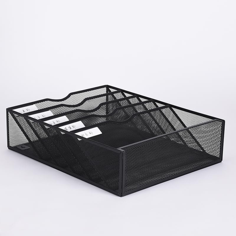 6 Tier Desktop File Organiser, Wall Mount Magazine Rack, Mesh Desk Organizer, Vertical Hanging Document Tray for Stationery, Mail, Paper and Letter Envelope, Book Holder