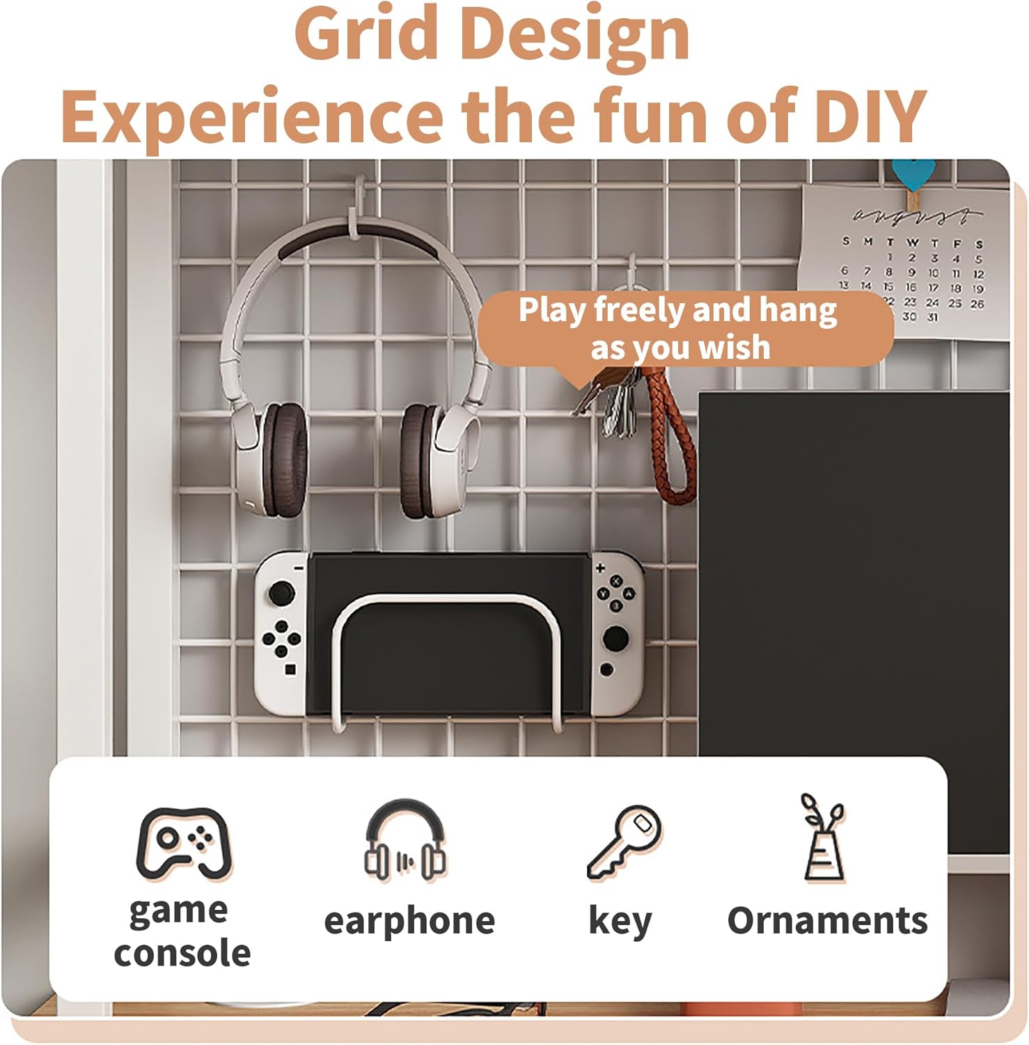 CARLA HOME  2-Tier Metal Desktop Hutch Bookshelf with Grid Panel for Computer Desk and Office Countertop