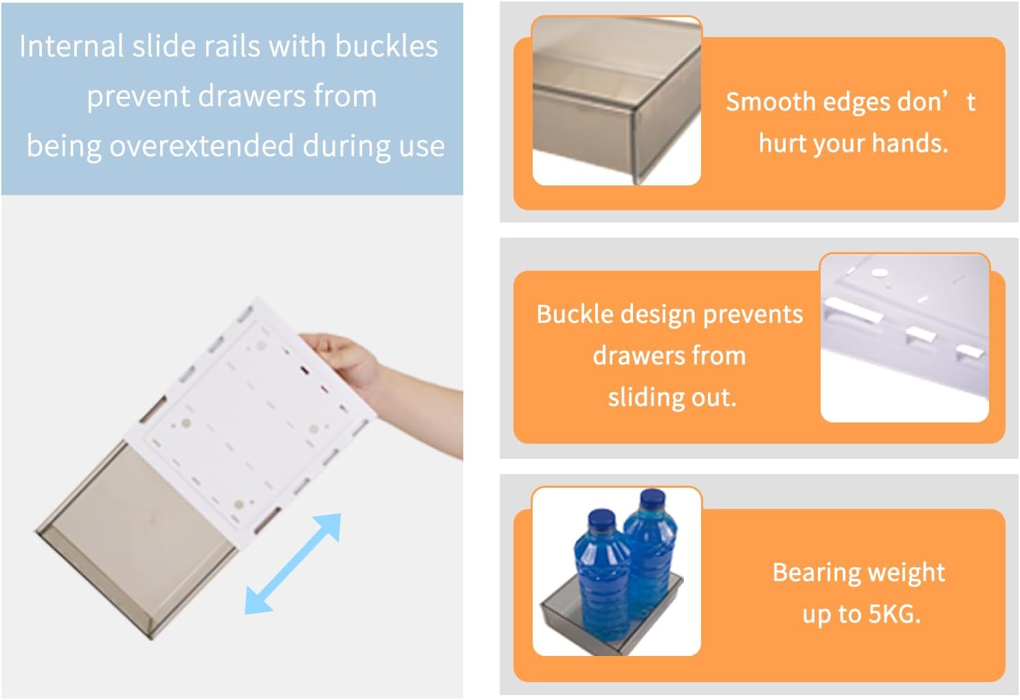 CARLA HOME 3‑Pack Under Desk Storage Drawers Hidden Pull‑Out Organizer for Office & Home