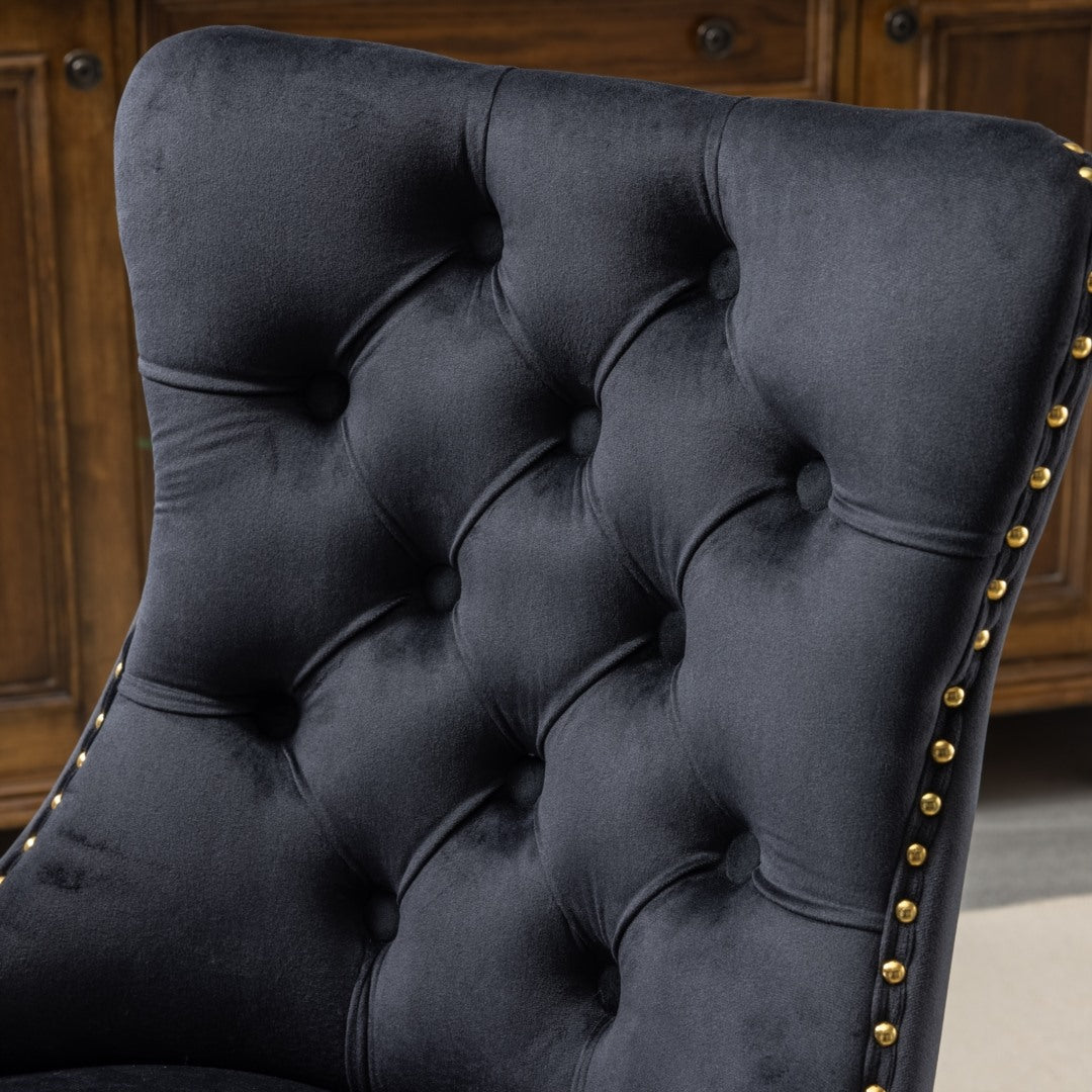 Velvet Home Office Chair - Black