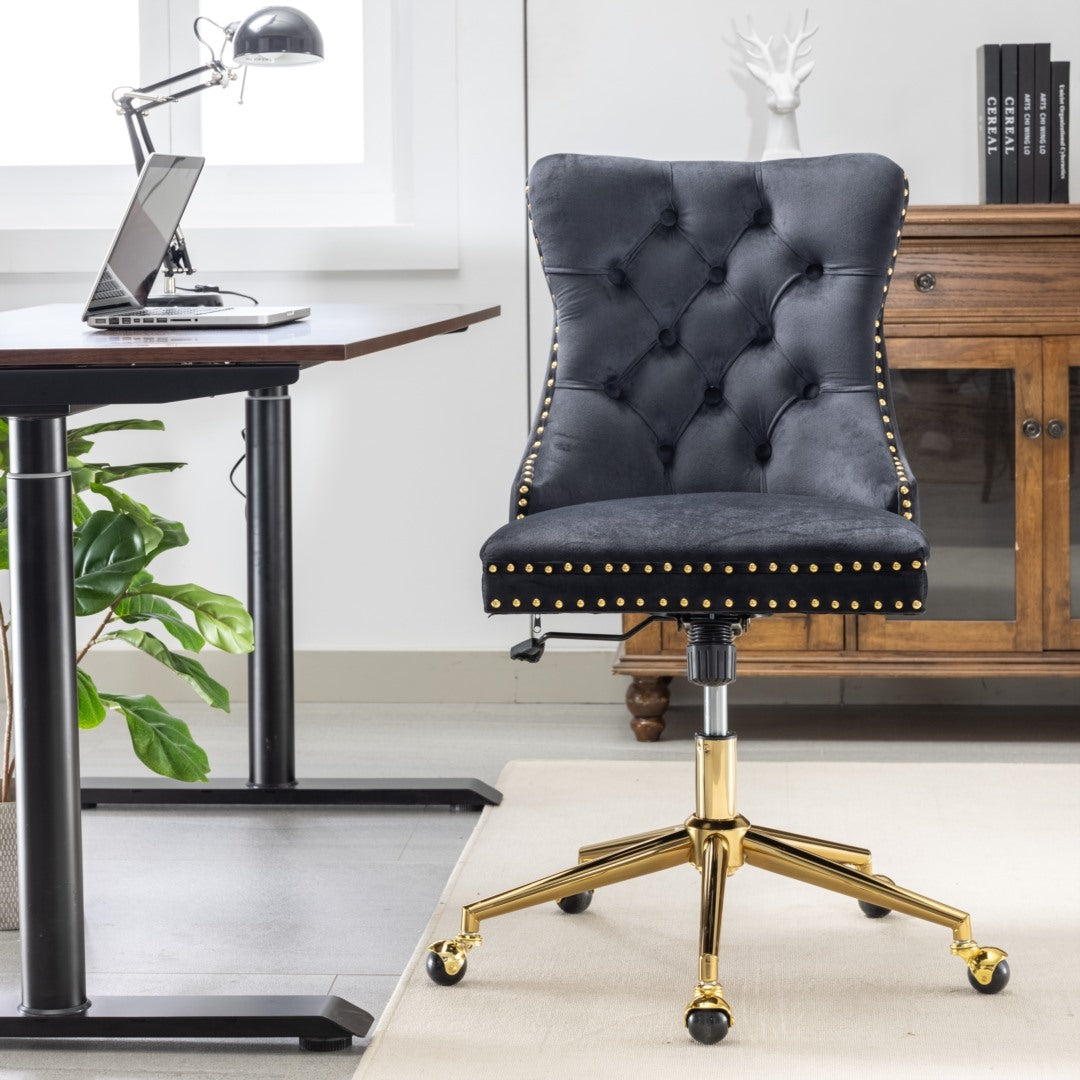 Velvet Home Office Chair - Black