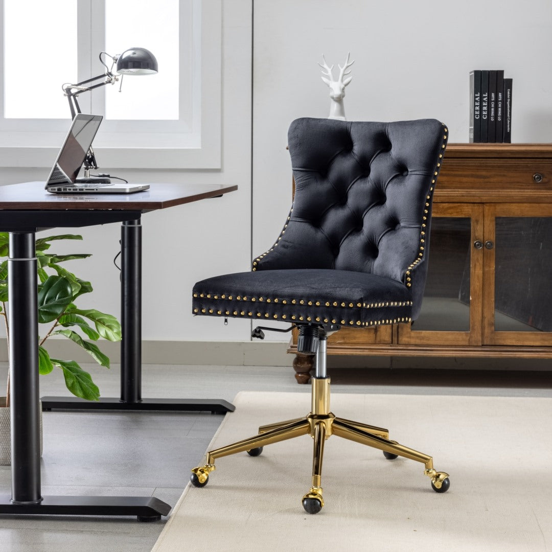 Velvet Home Office Chair - Black