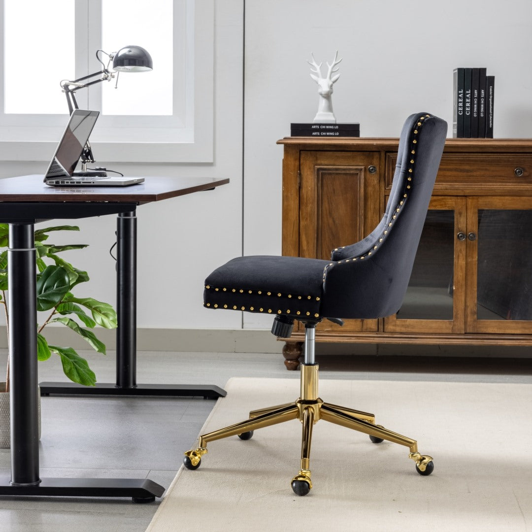 Velvet Home Office Chair - Black