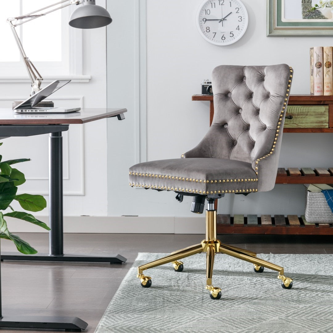 Velvet Home Office Chair - Grey