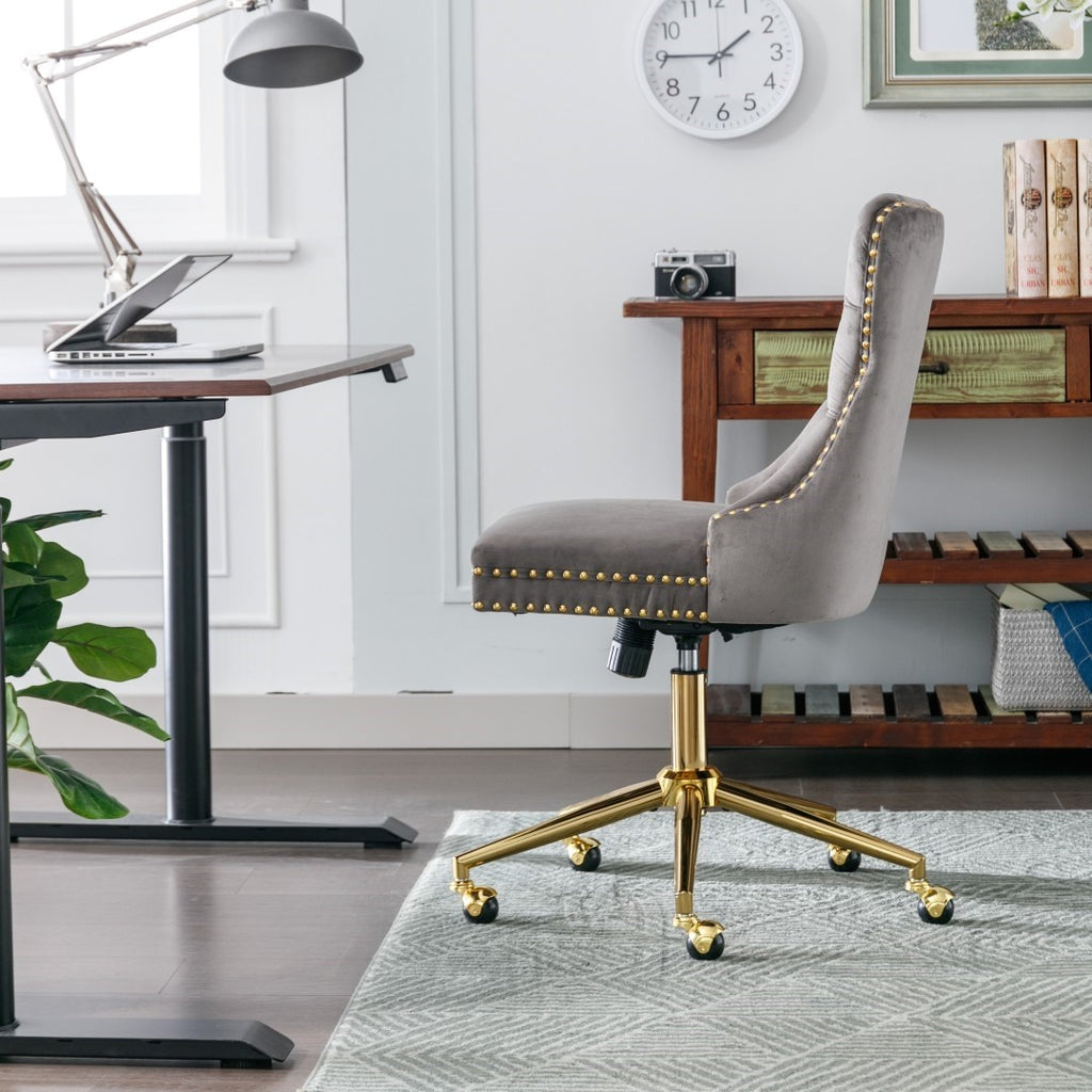Velvet Home Office Chair - Grey