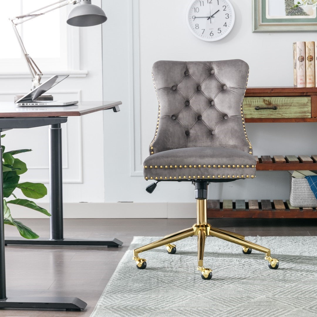 Velvet Home Office Chair - Grey