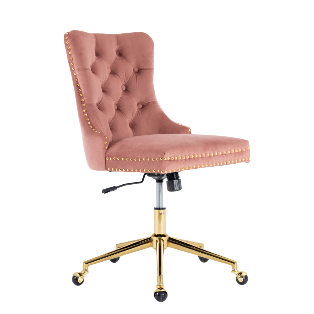 Velvet Home Office Chair - Pink