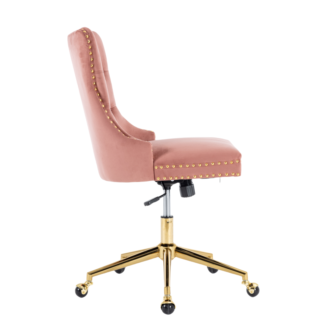 Velvet Home Office Chair - Pink