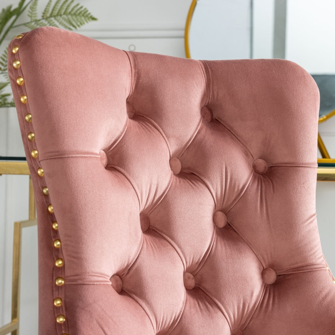 Velvet Home Office Chair - Pink