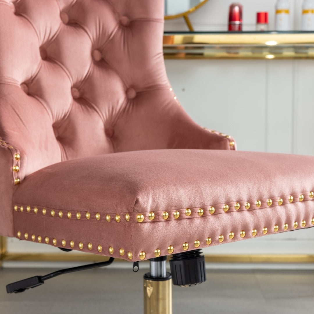 Velvet Home Office Chair - Pink