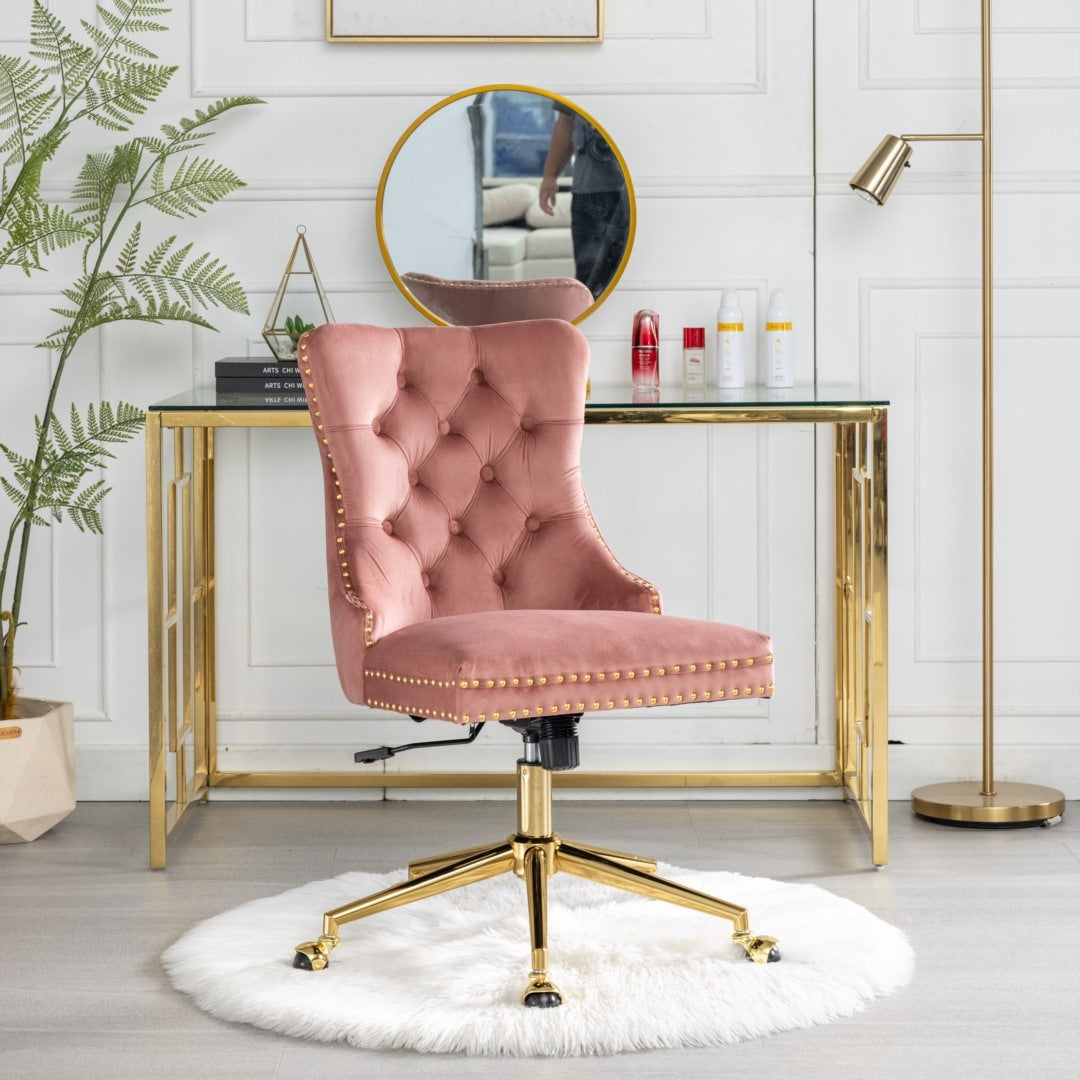 Velvet Home Office Chair - Pink