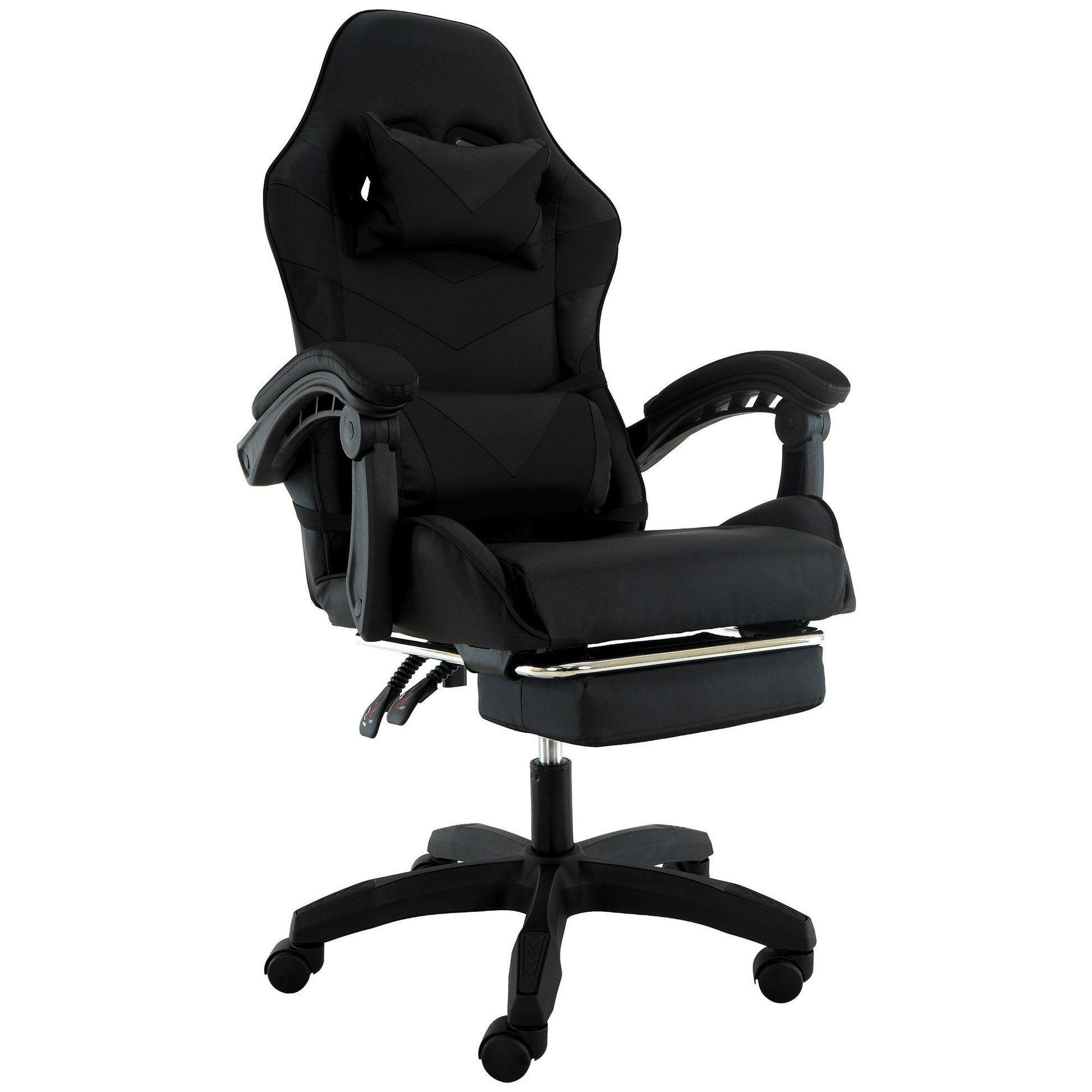 Sarantino Cueva Reclining High Back Office Gaming Chair Black Retractable Footrest Computer Seat