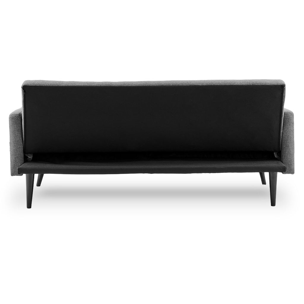 Sarantino Tufted Faux Linen 3-Seater Sofa Bed with Armrests - Light Grey