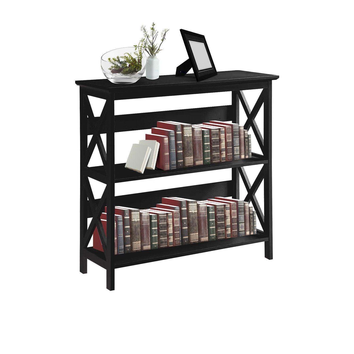 Sarantino Lucas 3-Tier Bookshelf Display Rack in Black