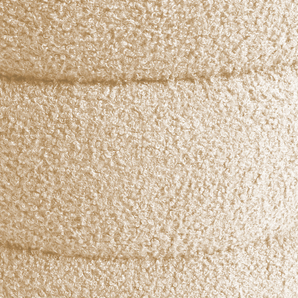 Round Stacked Ottoman Stool Teddy Fleece Fabric Foot Rest 38cm BEIGE