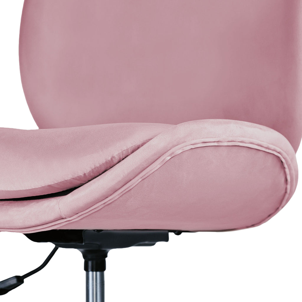 Office Desk Chair - Velvet Armless Swivel Study Seat OVOID PINK