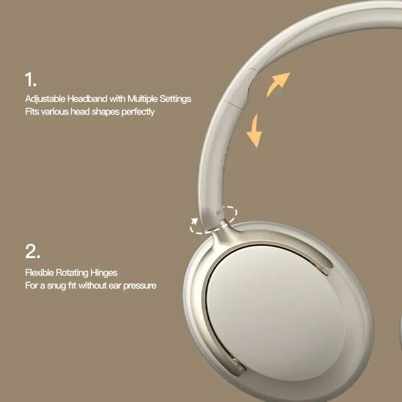 JR SY-T7 Bluetooth 5.4 Over-Ear Headset Wireless Headphones with Noise Cancelling Mic (Beige)