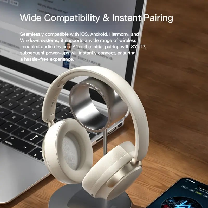 JR SY-T7 Bluetooth 5.4 Over-Ear Headset Wireless Headphones with Noise Cancelling Mic (Black)