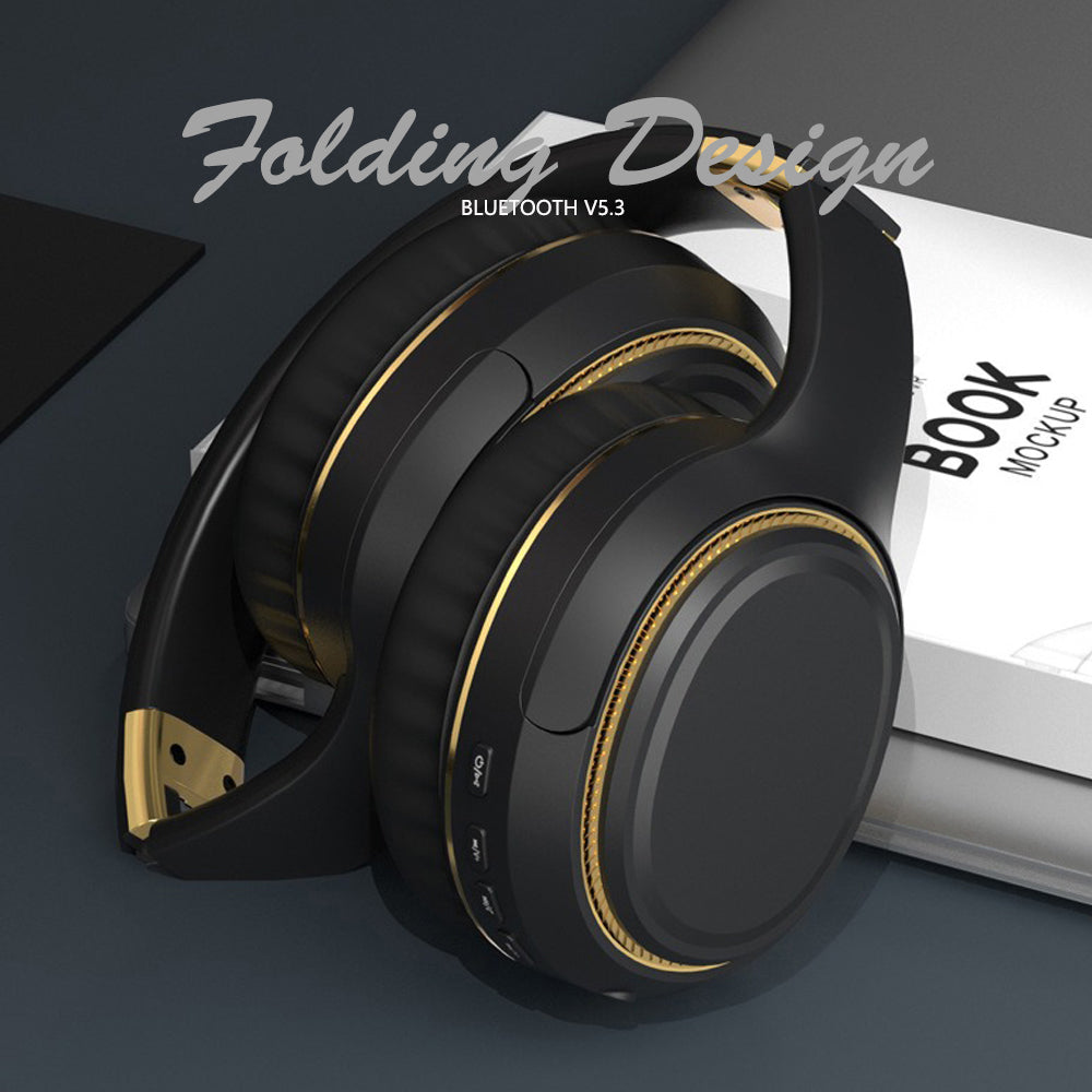 JR H6 Foldable Bluetooth 5.3 Wireless Headphone Over Ear Active Noise Cancelling Deep Bass Headset (Black)