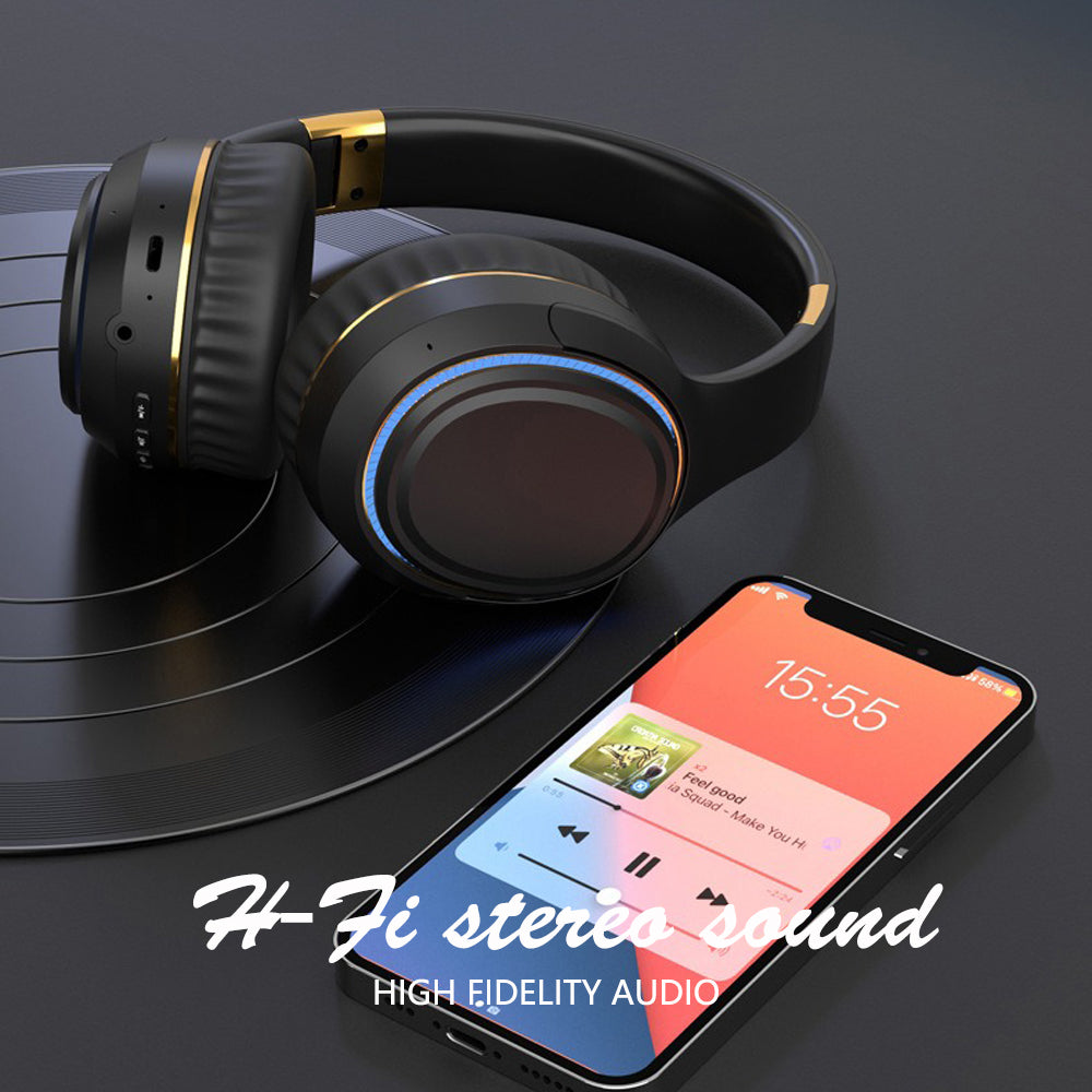 JR H6 Foldable Bluetooth 5.3 Wireless Headphone Over Ear Active Noise Cancelling Deep Bass Headset (Navy Blue)