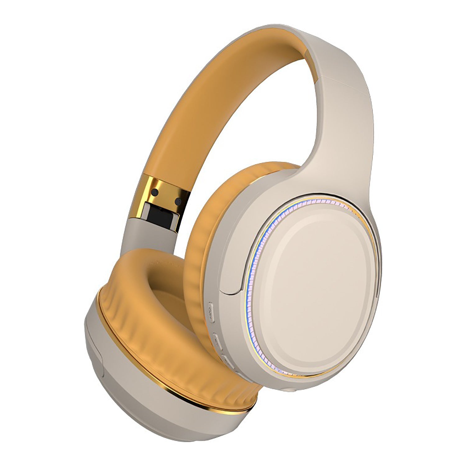 JR H6 Foldable Bluetooth 5.3 Wireless Headphone Over Ear Active Noise Cancelling Deep Bass Headset (Beige)