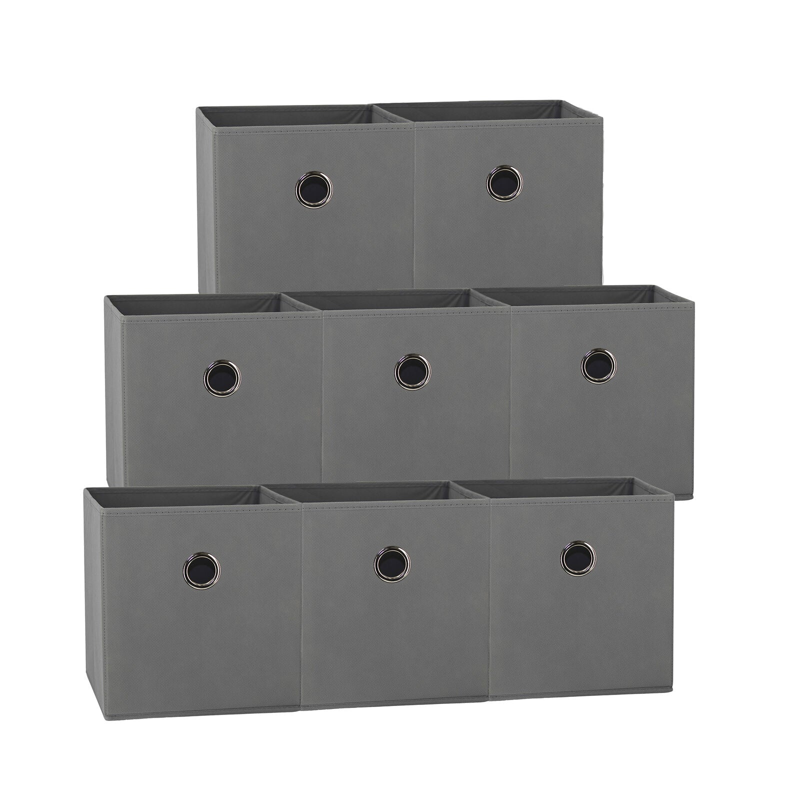 SORTI 27x28x27 CM Grey 8-Pack Foldable Storage Cubes - Fabric Bookcase Organizers for Toys and More