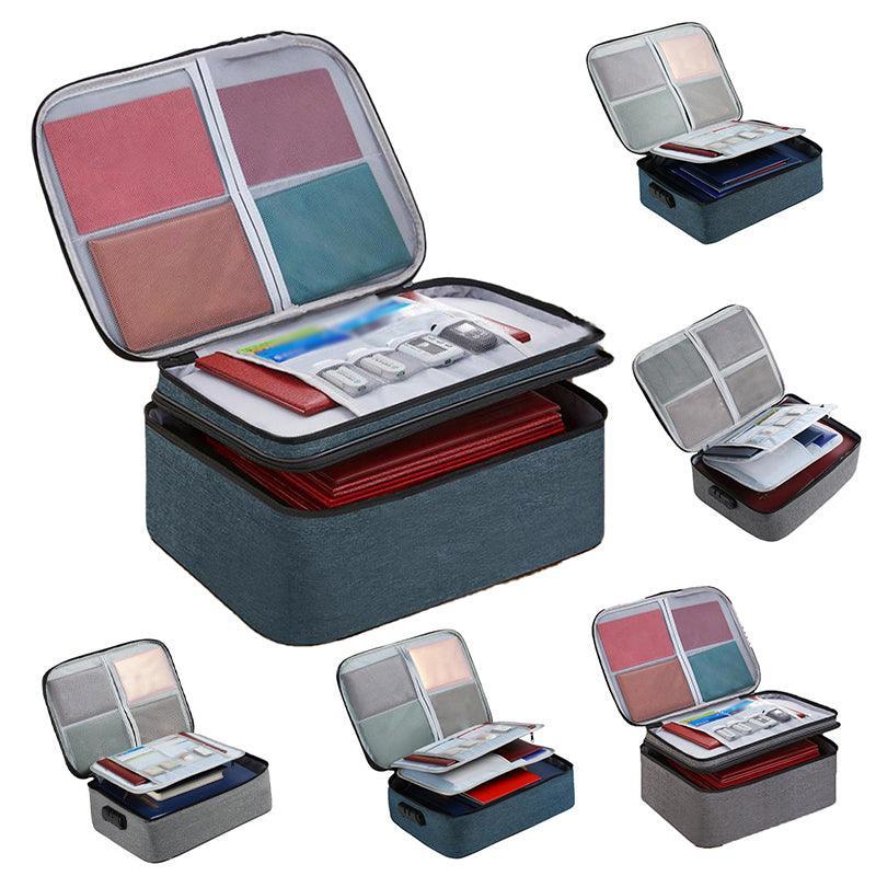 Large Capacity Multi-Layer Document Ticket Storage Bag Certificate File Organize 3 Layers With Lock - Grey 3 Layers With Lock-D1